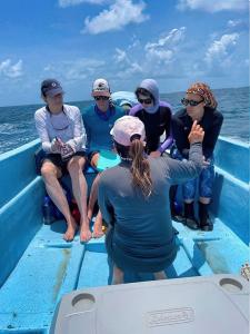 Our field team leader Isela, prepping the team to check the longline for sharks.